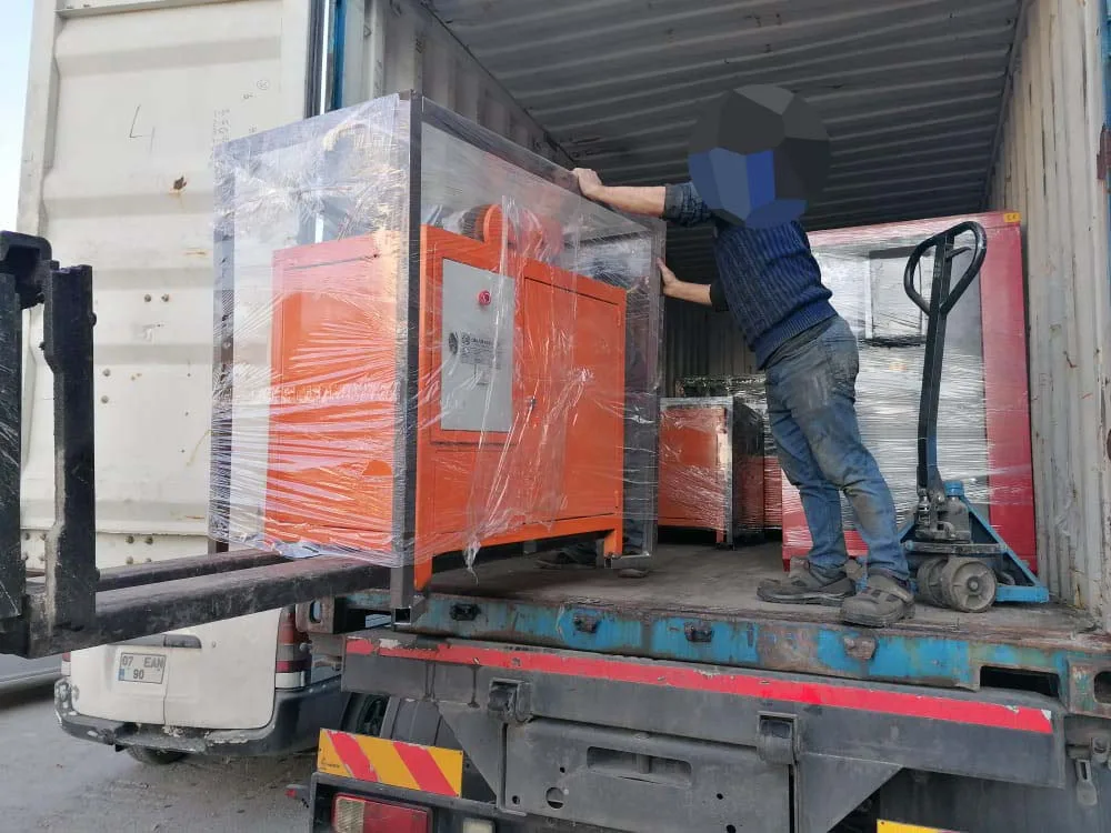 wrapped industrial machinery truck loading